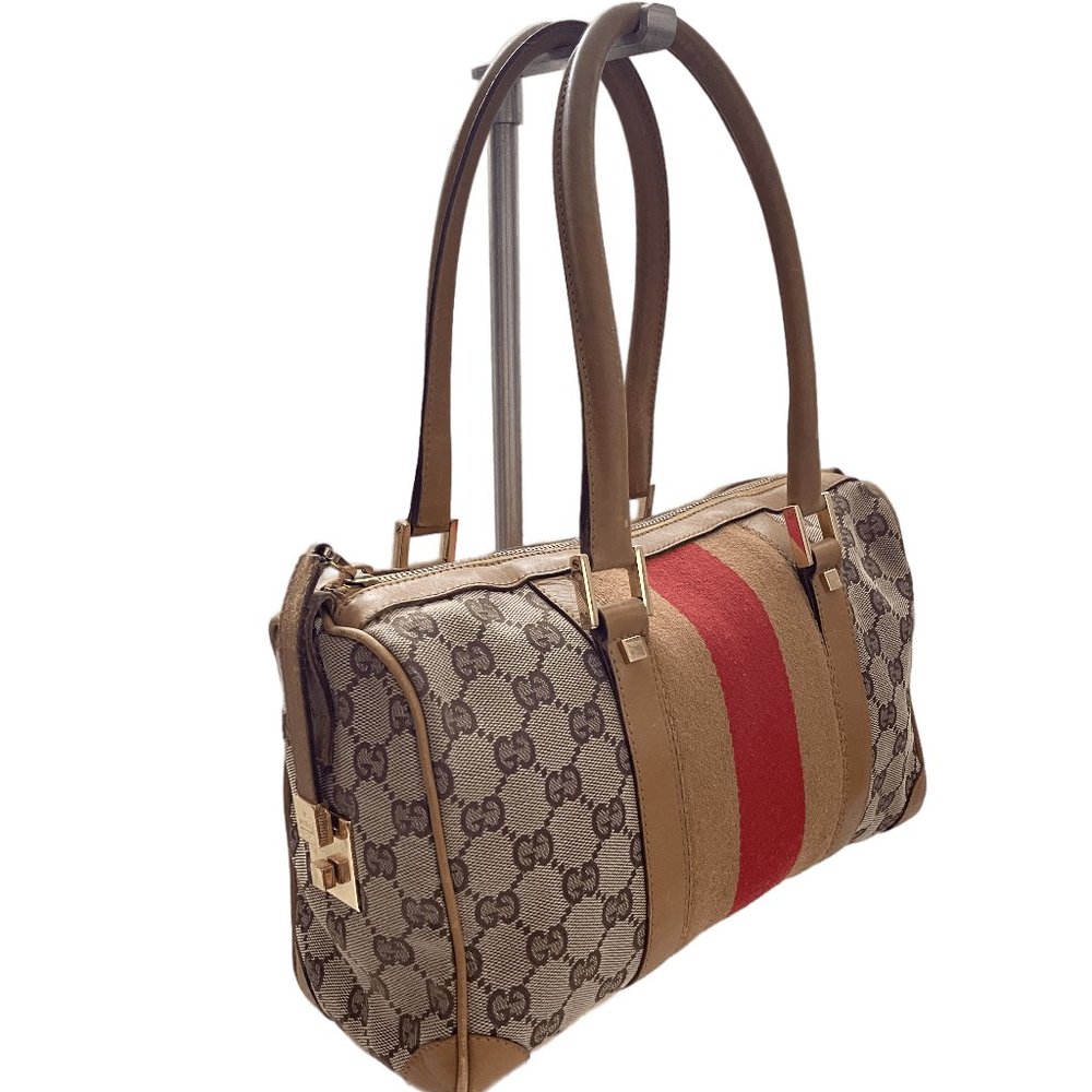 Auc Gucci Monogram Canvas/Leather Vintage Hand Bag #63367G93 - Picture 3 of 16
